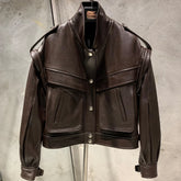Women's Utilitarian Grained Leather Jacket